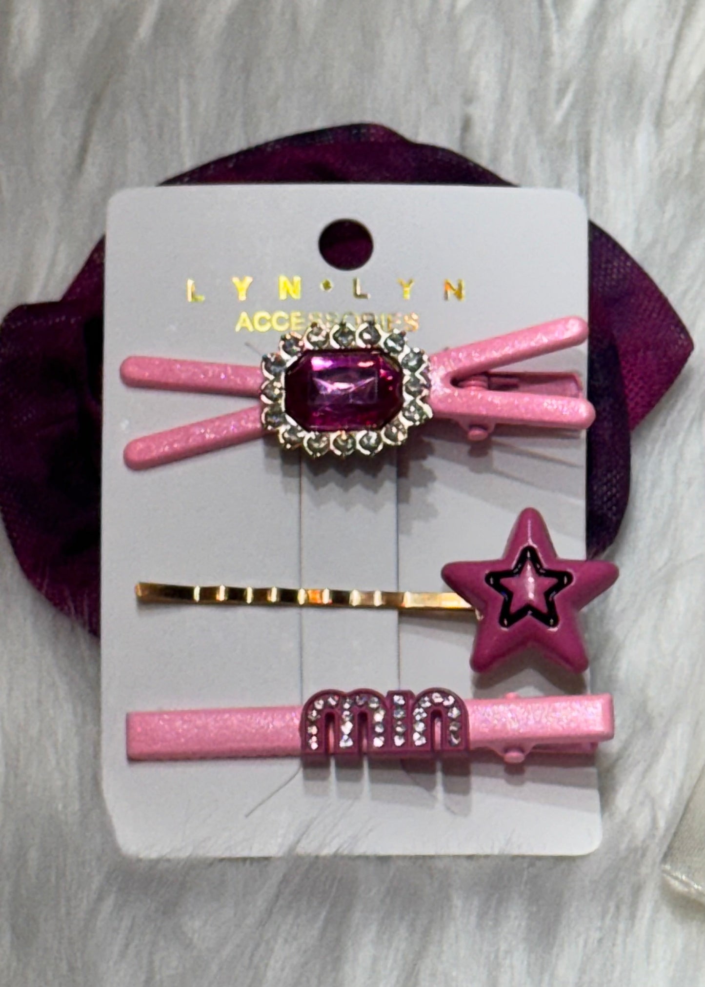 Set of 3 Pink Hair Clips