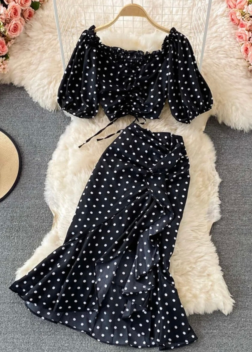 2 Pc Polka Dot Skirt Set