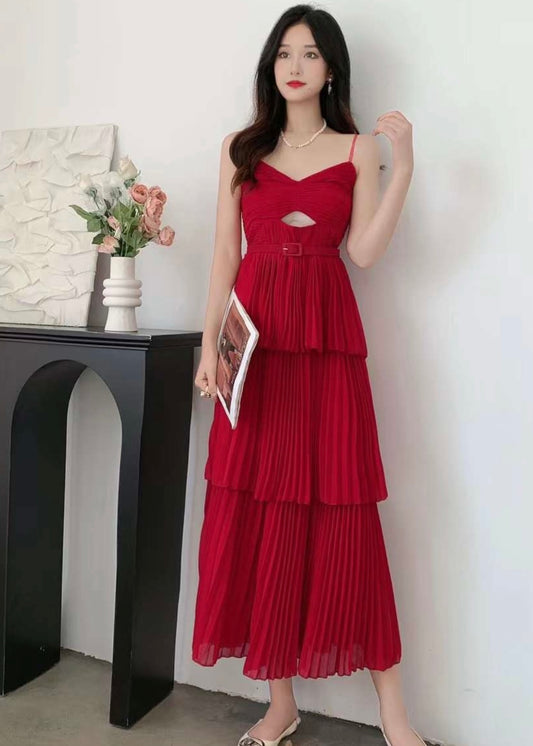 Solid Layered Long Dress