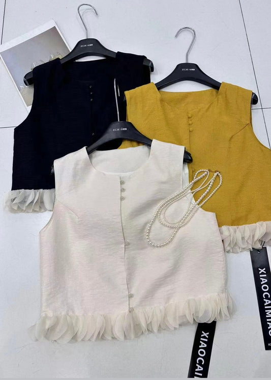 Solid Jacket Style Top with Fancy Hemline