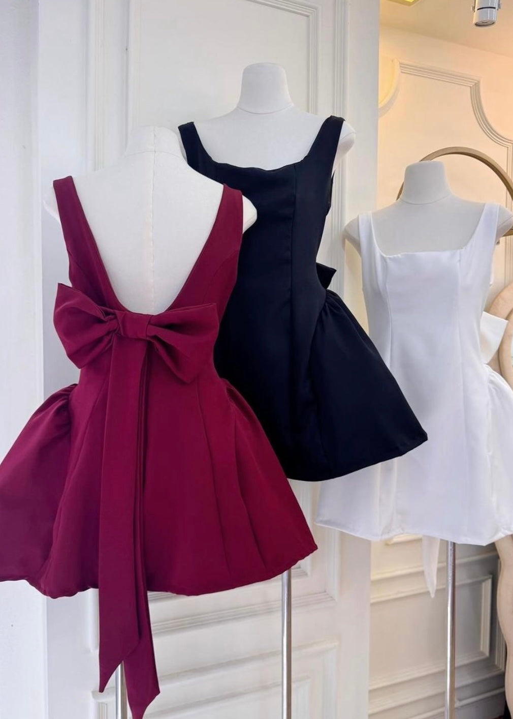 Korean Style Short Dress with Back Bow