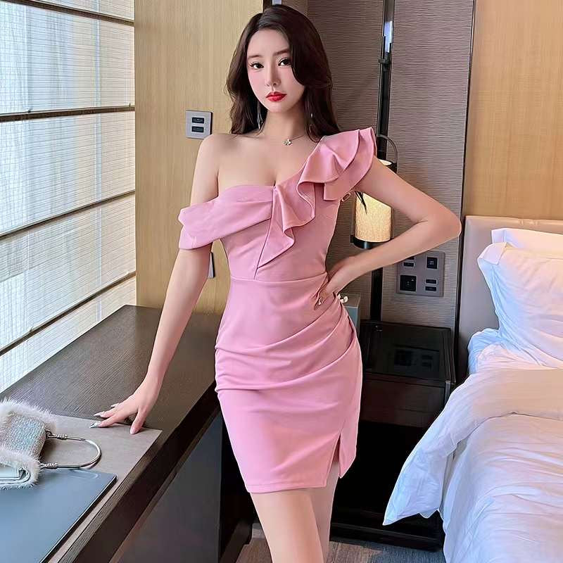 One Shoulder Bodycon Frill Dress