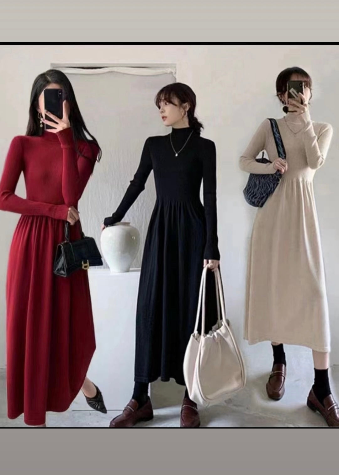 Plain Long Knitted Winter Dress