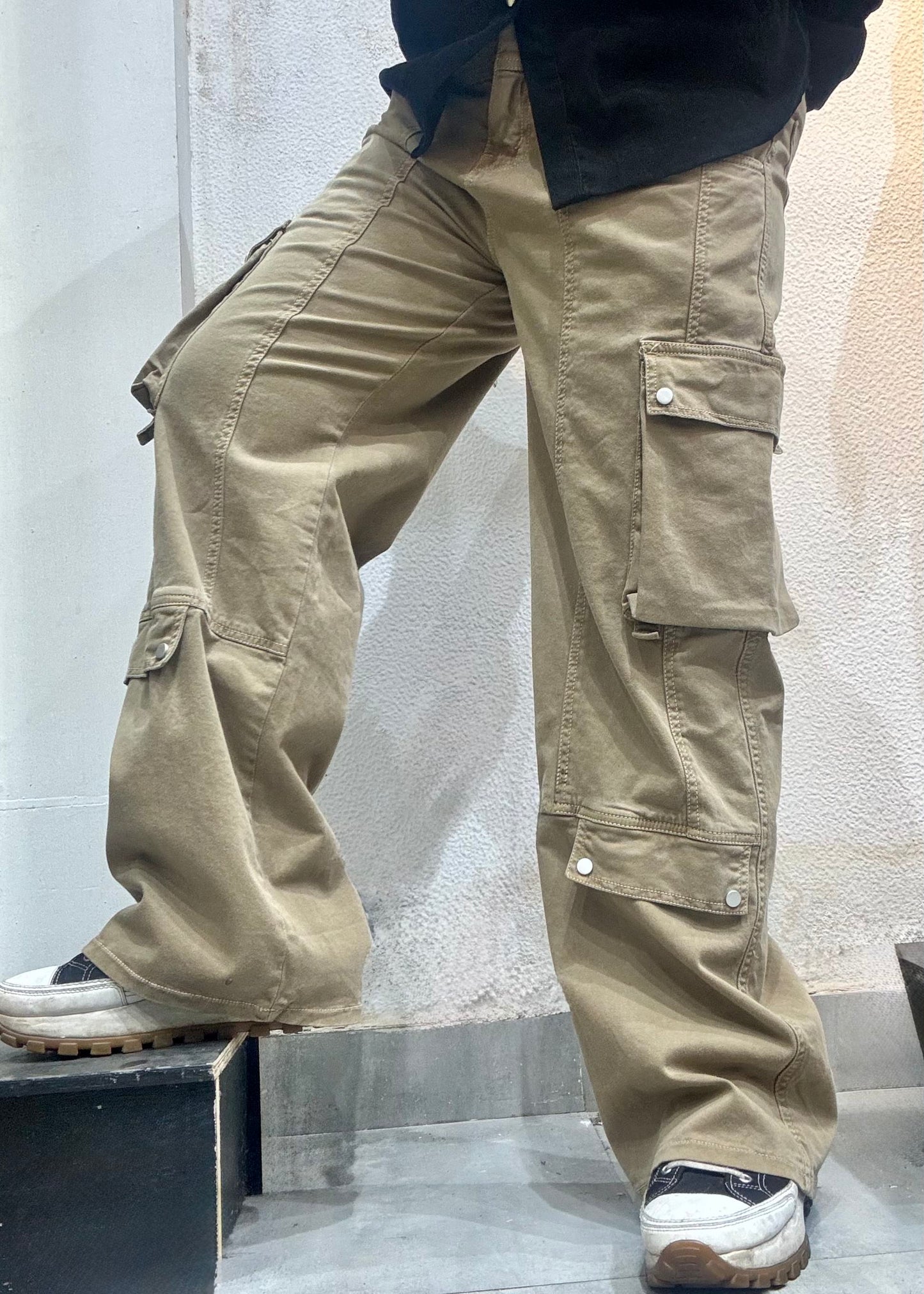 Light Denim Cargo Pant (Beige)