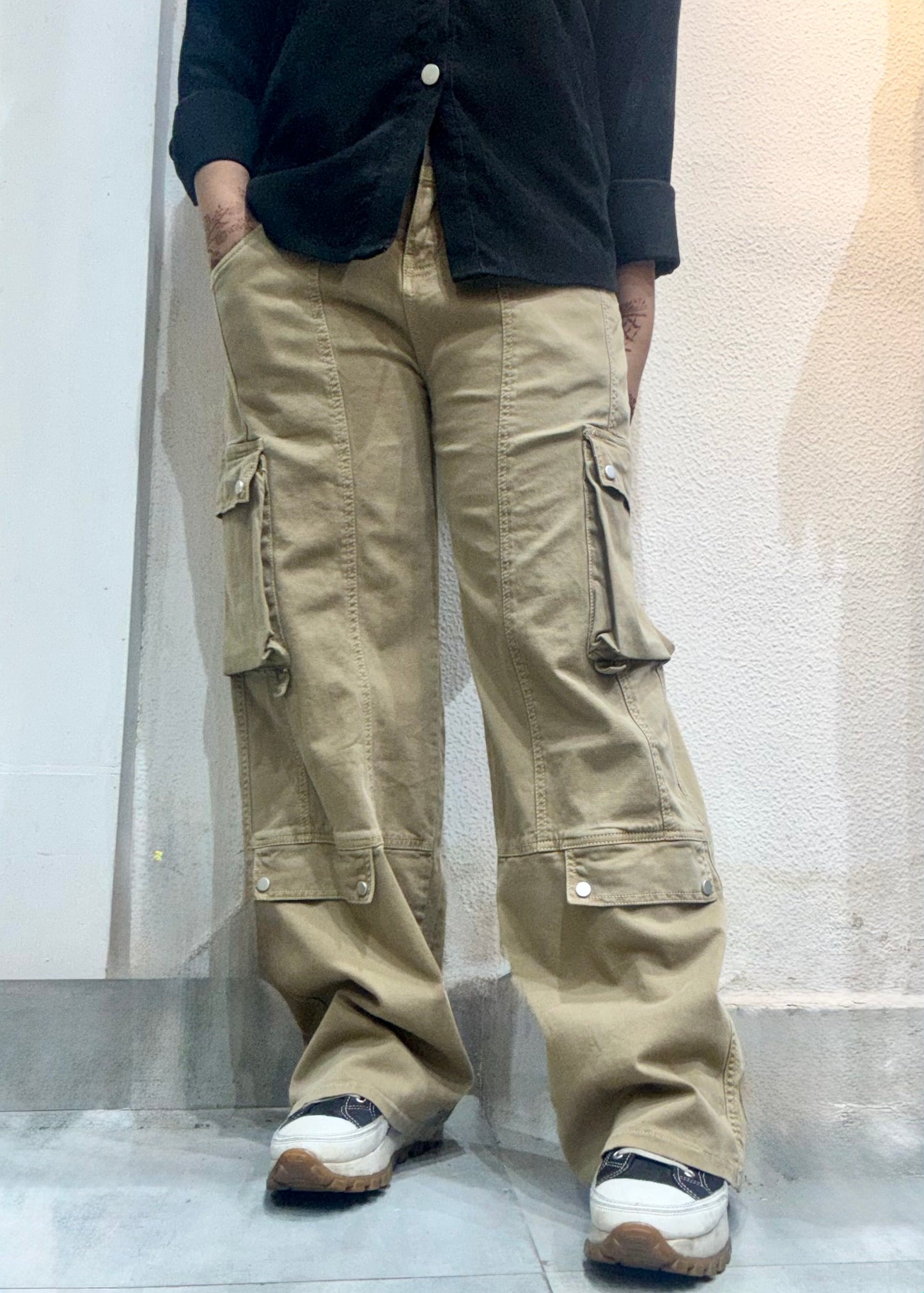 Light Denim Cargo Pant (Beige)