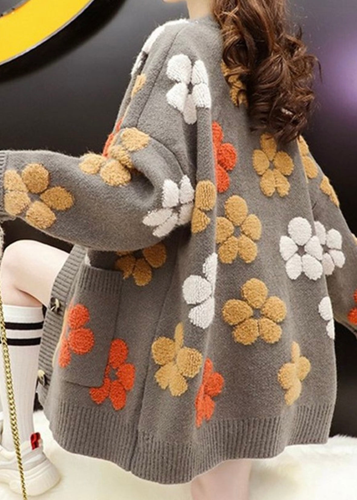 Floral Knitted Cardigan Top