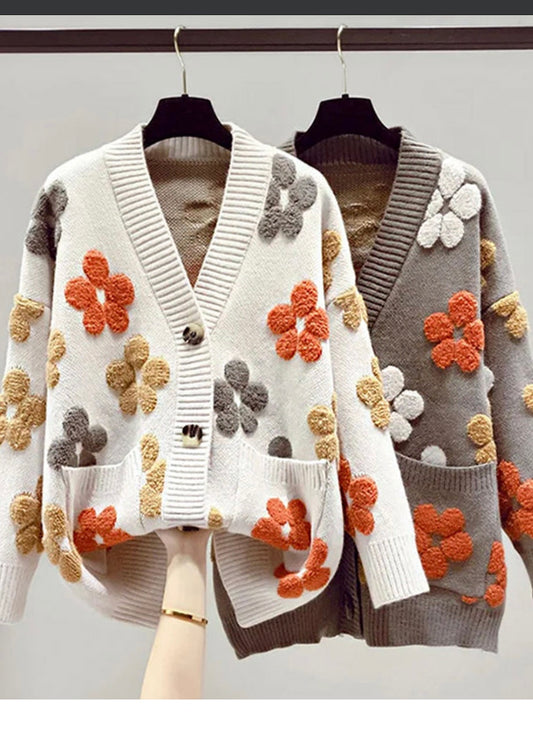 Floral Knitted Cardigan Top