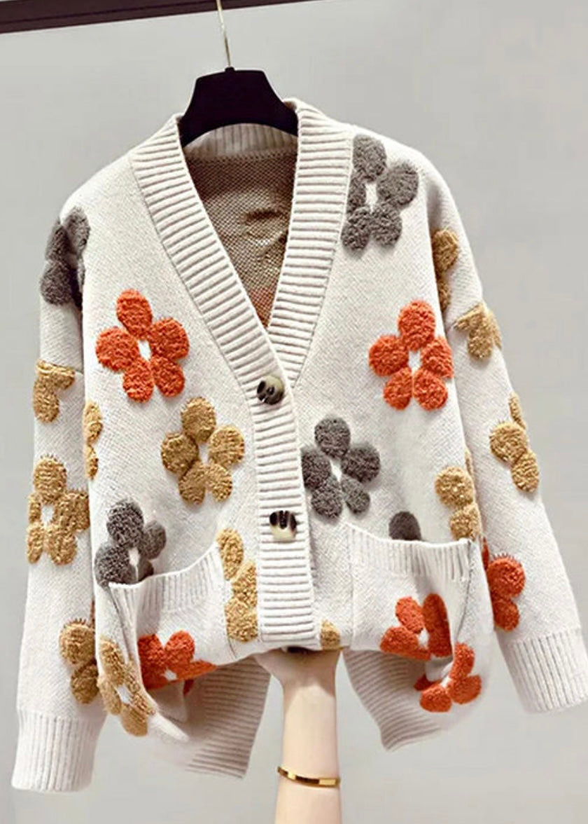 Floral Knitted Cardigan Top