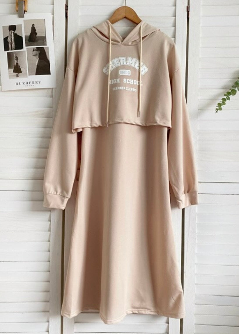 Casual Dress with Crop Hoodie