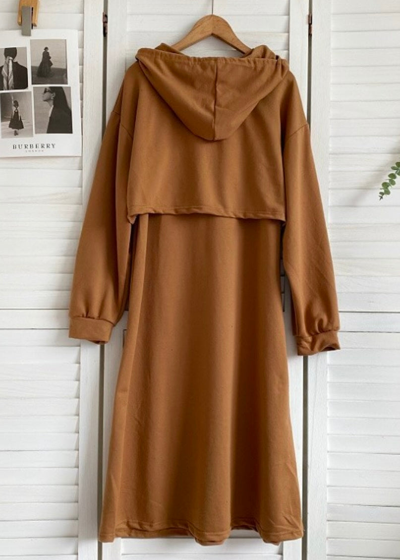 Casual Dress with Crop Hoodie