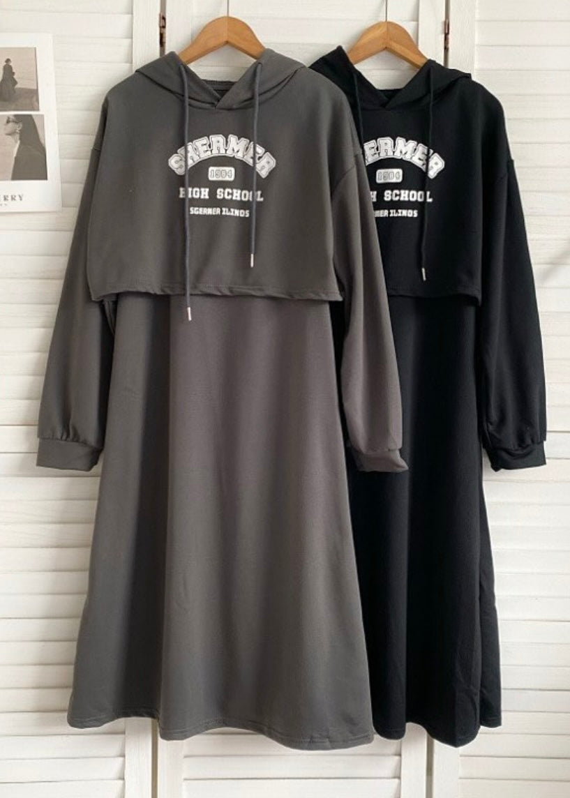 Casual Dress with Crop Hoodie