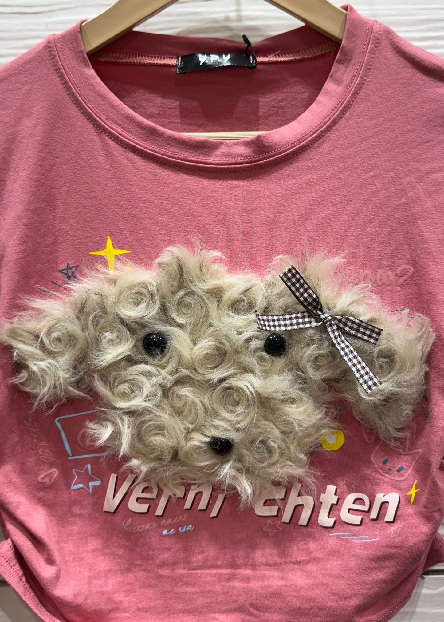 Crop Tshirt with 3D Dog Face