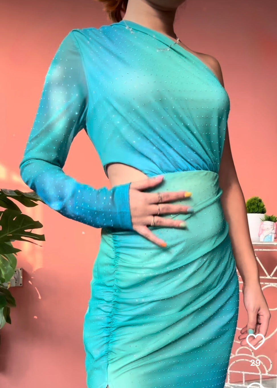 Shimmery One-Shoulder Ombre Dress