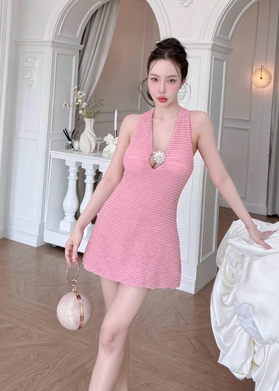 Cute Halter Neck Short Flare Dress