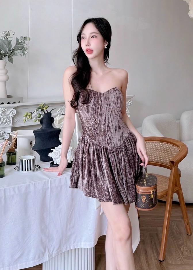 Off Shoulder Light Velvet Dress with Bow