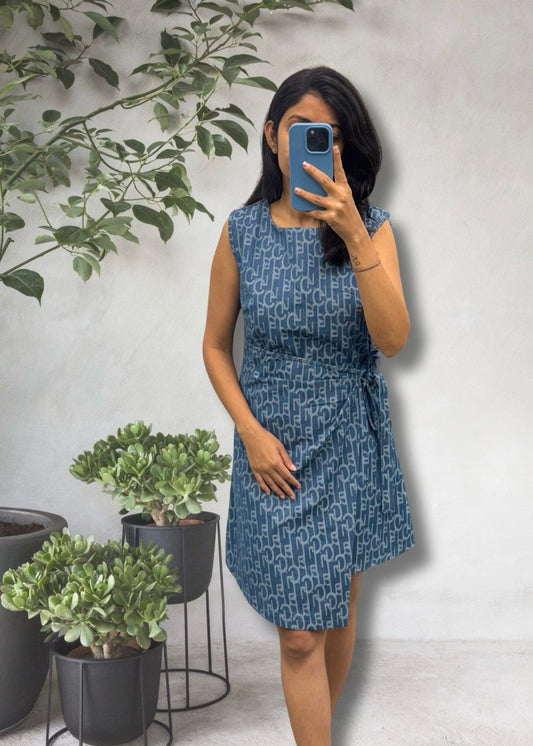 Printed Denim Dress