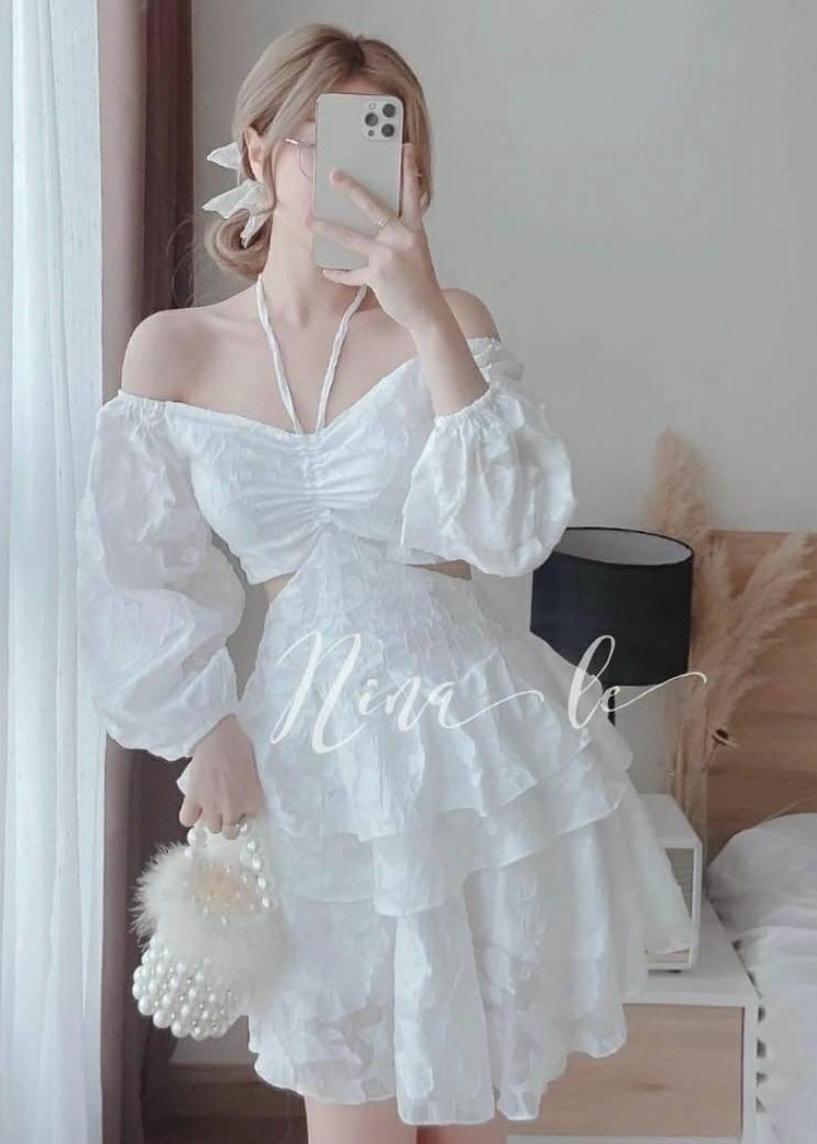 Serene White Halter Neck Dress