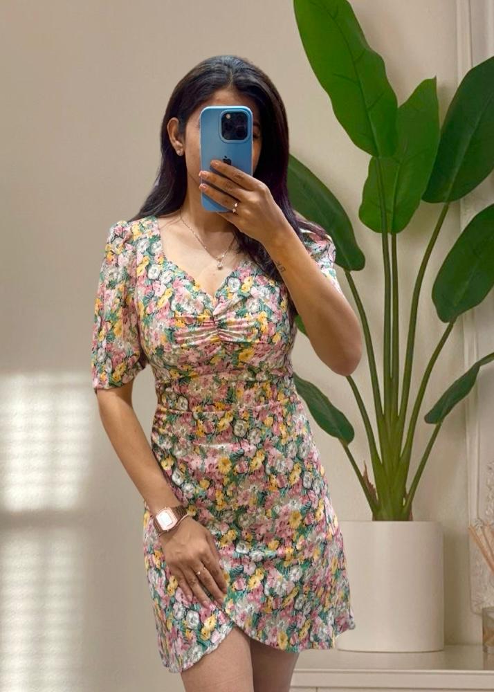 Small Floral Printed Short Dress