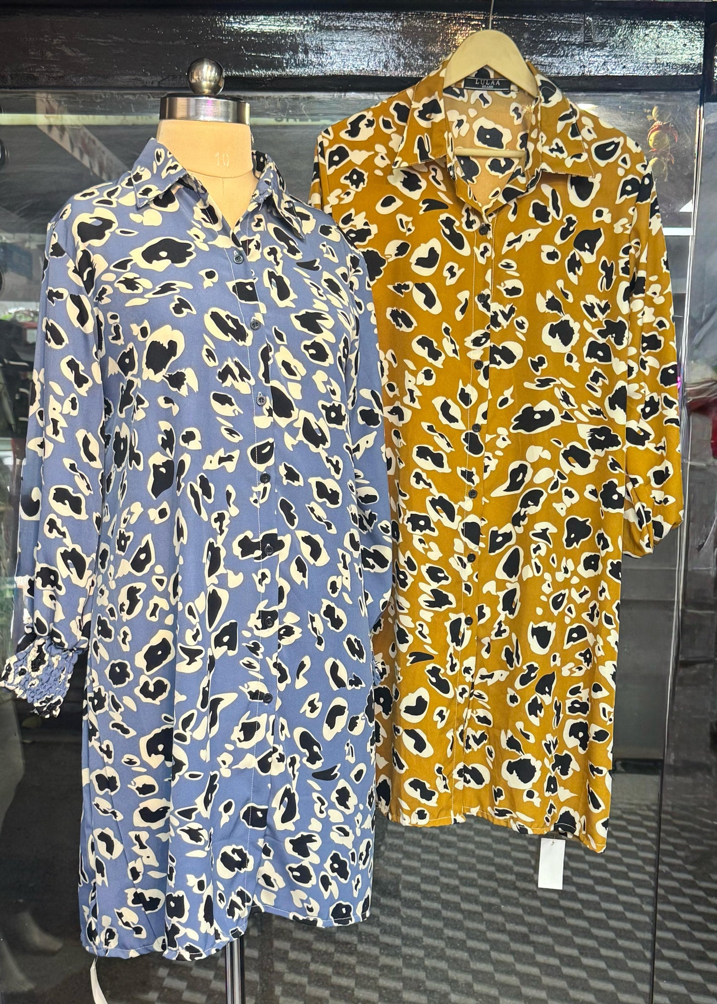 Animal Printed Shirt Dress