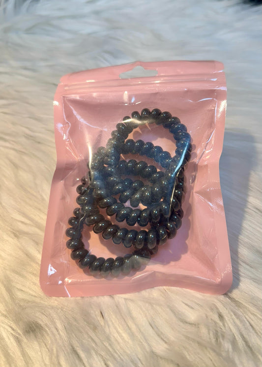 Set of 4 Black Spiral Hair Bands