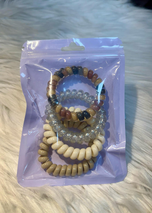 Set of 4 Brown Spiral Hair Bands