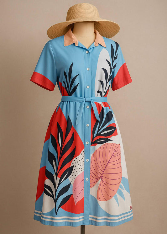 Vacationwear Printed Shirt Dress