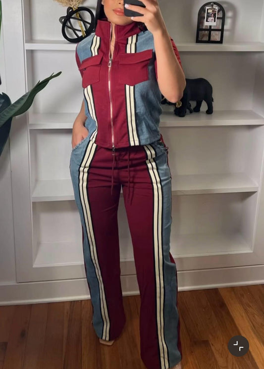 2 Pc Denim Track Suit Set