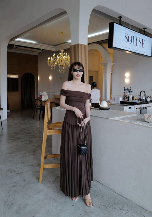 2 Pc Off Shoulder Top & Skirt Set