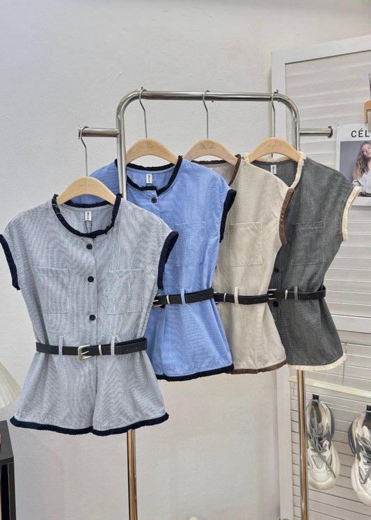 Waist Coat Style Top with Belt