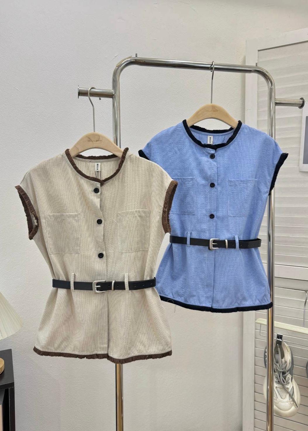 Waist Coat Style Top with Belt