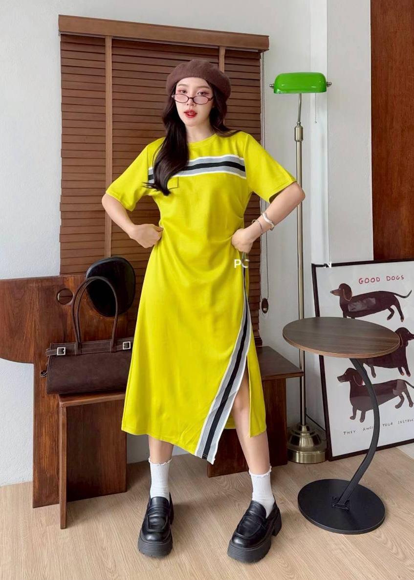 Smart T-Shirt Dress with Stripe Detailing
