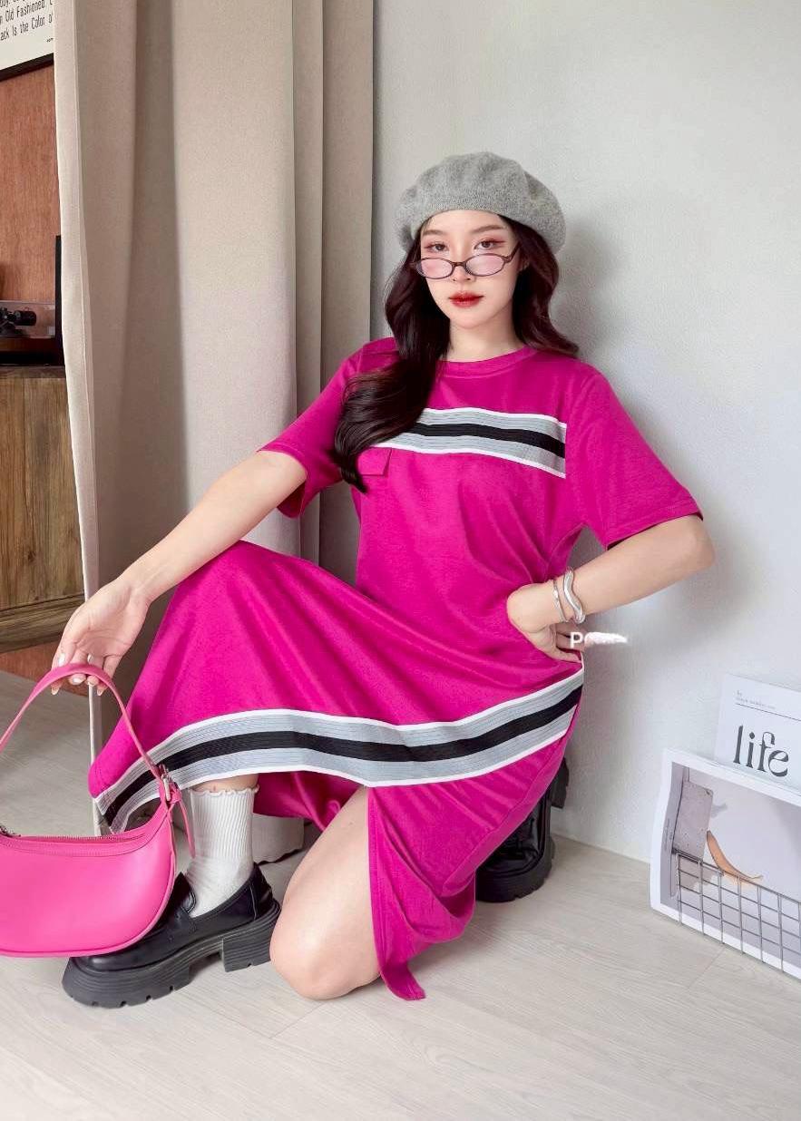 Smart T-Shirt Dress with Stripe Detailing