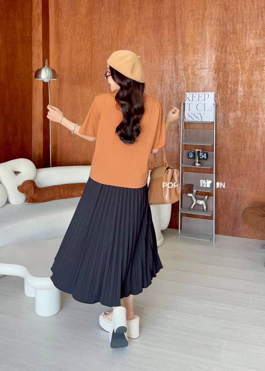2 Pc Half Plain Half Pleated Coord Set