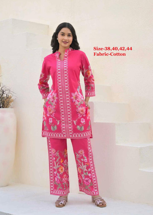 2 Pc Straight Cotton Printed Co-ord Set