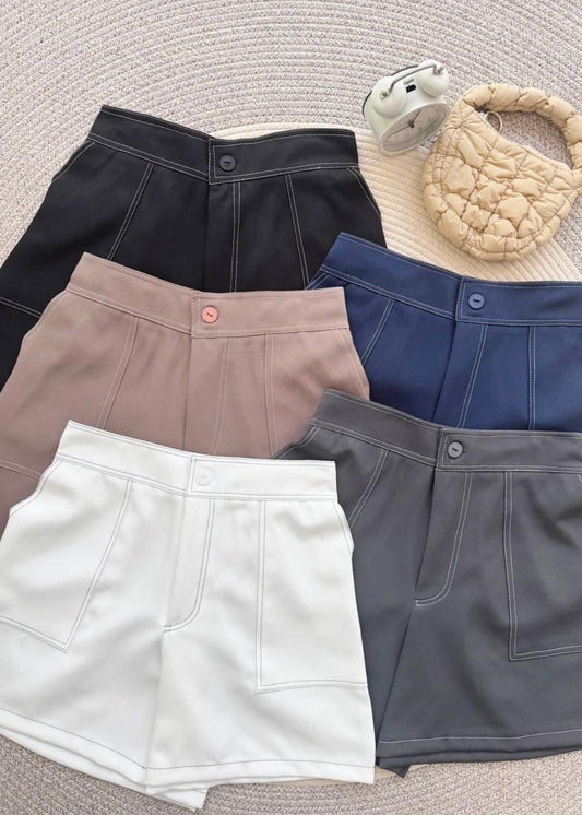 Half Pants with Contrast Stitching Lines