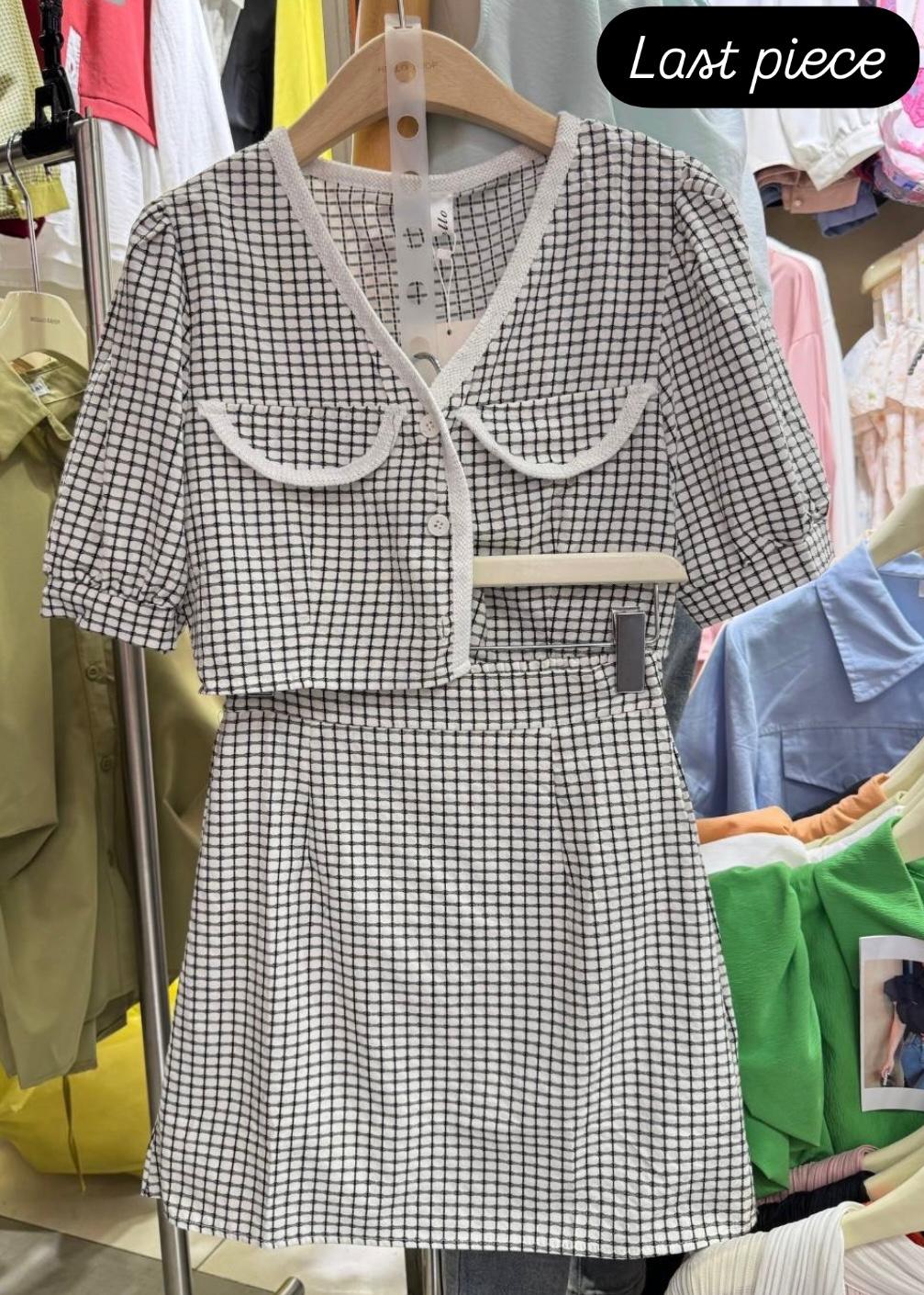 2 pc Checkered Skirt Set