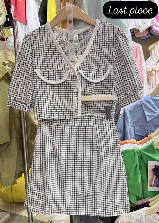 2 pc Checkered Skirt Set