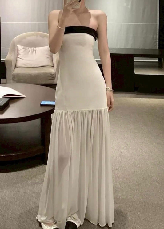 Long Tube Dress with Pleats