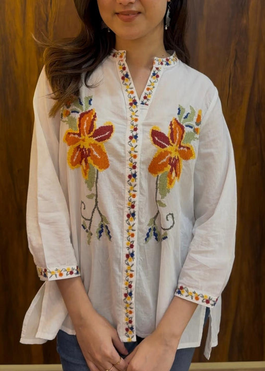 Cotton Embroidered Tunic Top