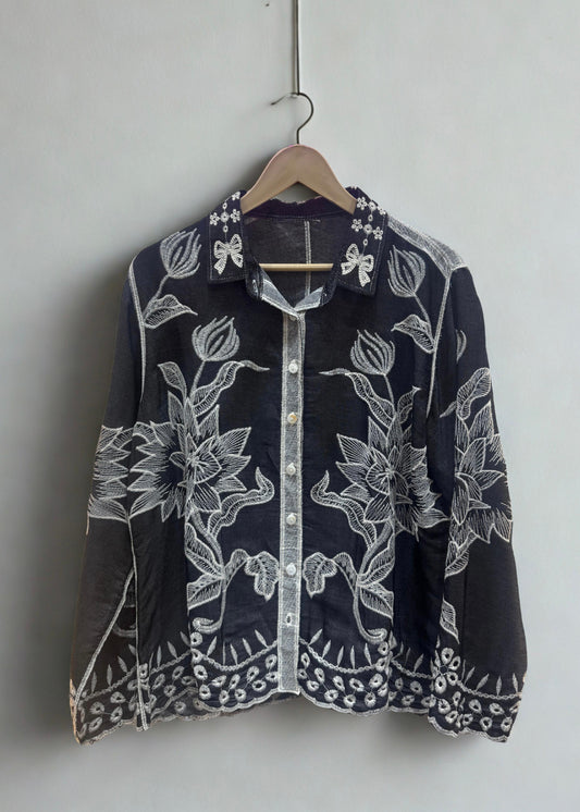 Floral Embroidered Cotton Shirt