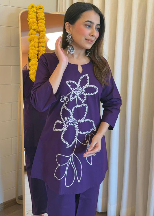 2 Pc Embroidered Kurti Set