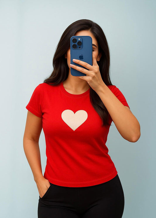 Heart Printed Casual T-Shirt