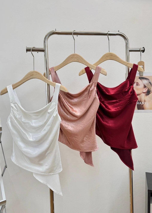 Plain Satin Cowl Neck Tops