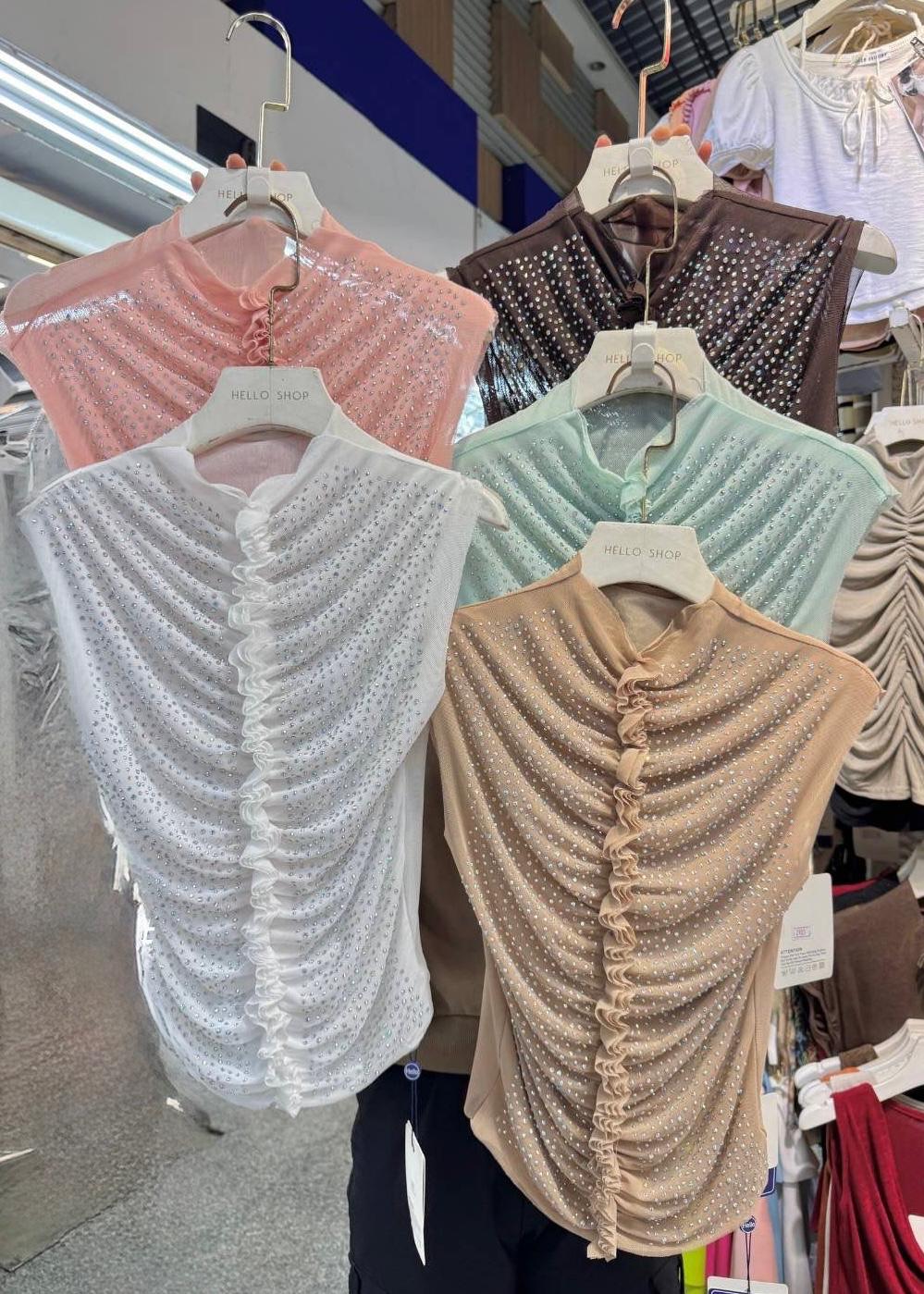 Stone Studded Mesh Top