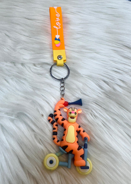 Tiger on Cycle Keychain