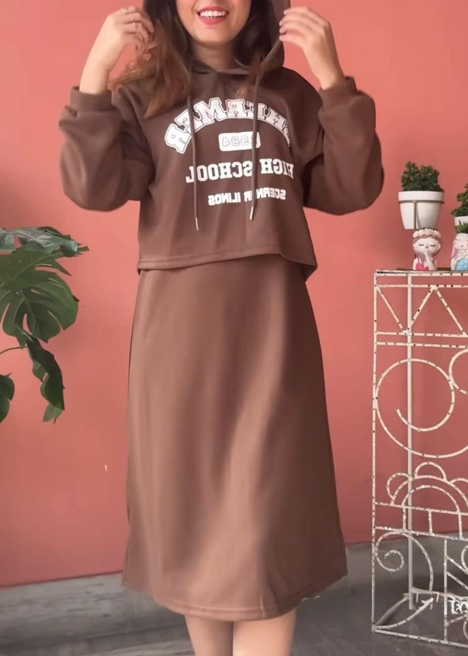 Casual Dress with Crop Hoodie