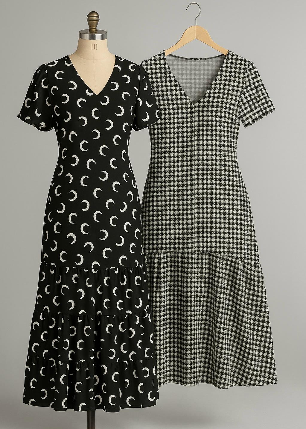 Printed Long Dress with Front Slit