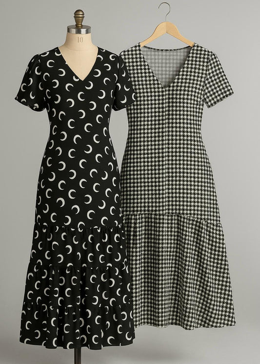 Printed Long Dress with Front Slit