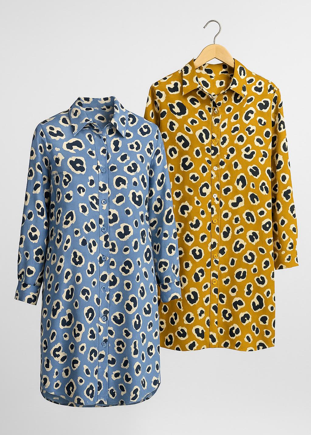 Animal Printed Shirt Dress