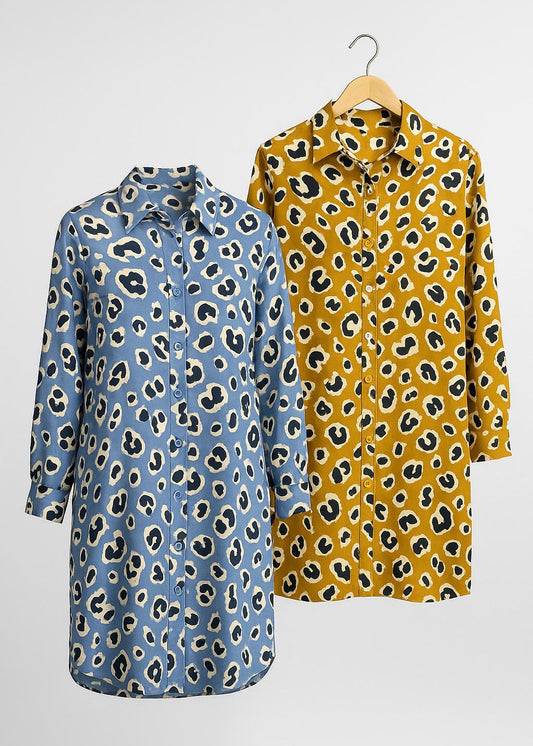 Animal Printed Shirt Dress